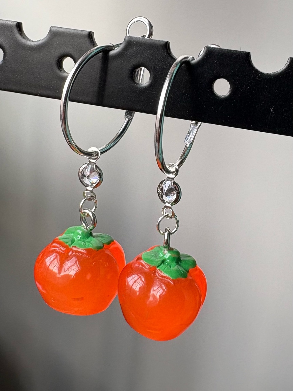 Handmade Orange Hoop Earrings